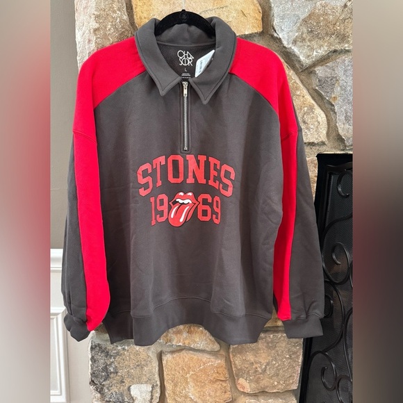 NWT Free People x Chaser Rolling Stones Quarter Zip Sweatshirt - Picture 2 of 7